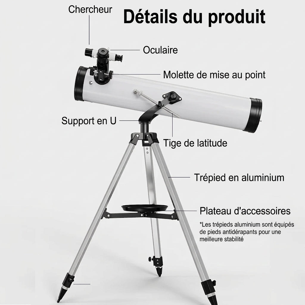 Télescope Astronomique 35-875x, Grand Diamètre 114mm
