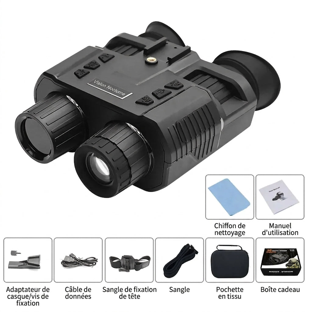 Jumelles Vision Nocturne 1080P, Casque Mains-Libres