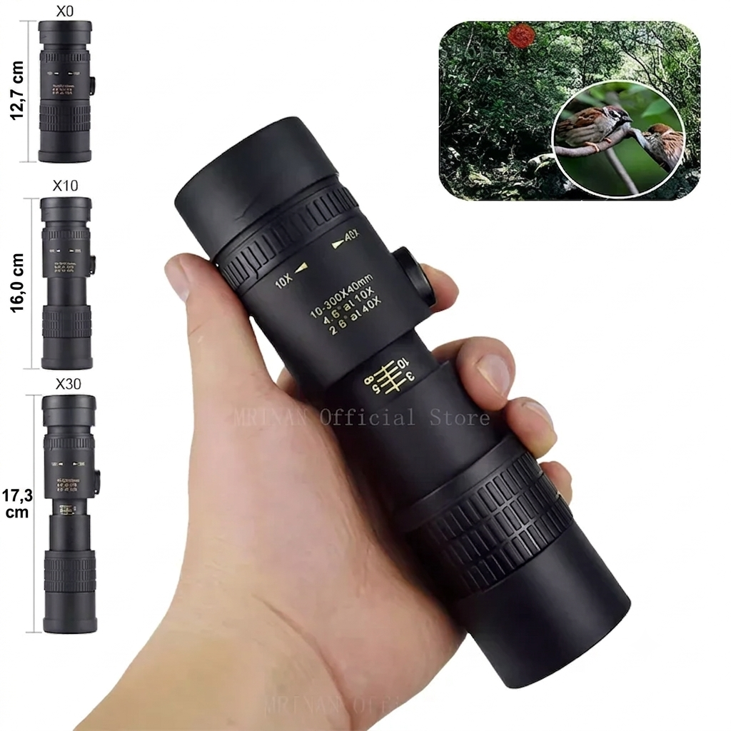 Monoculaire Zoom 10-300x40 Avec Trépied & Clip Téléphone