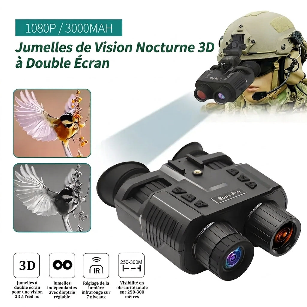 Jumelles Vision Nocturne 1080P, Casque Mains-Libres