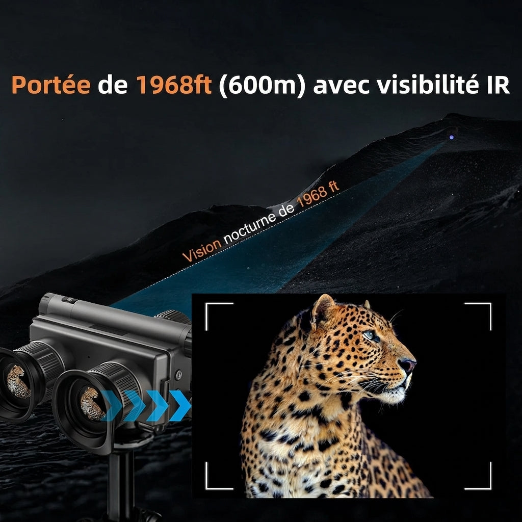 Jumelles Vision Nocturne 4K, Casque & Zoom 8x