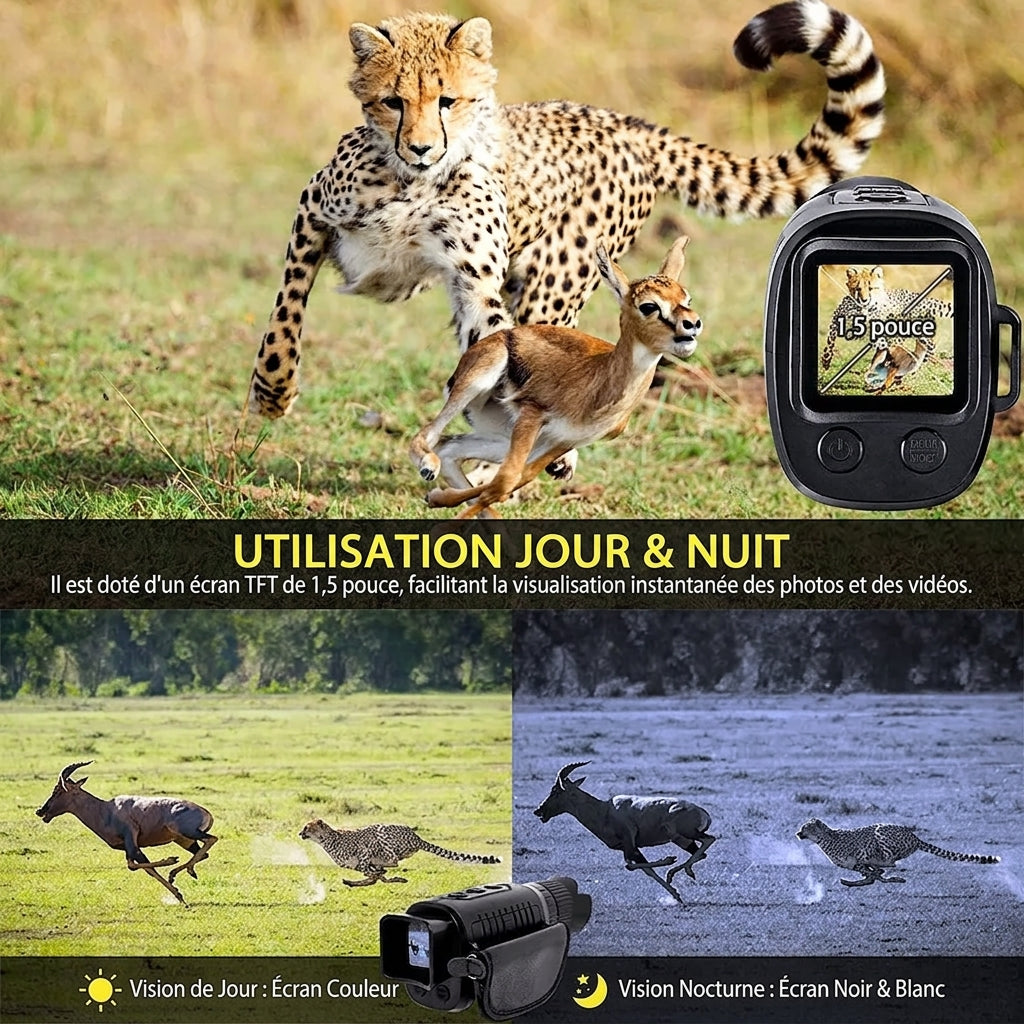 Monoculaire Vision Nocturne 1080P, Usage Jour/Nuit