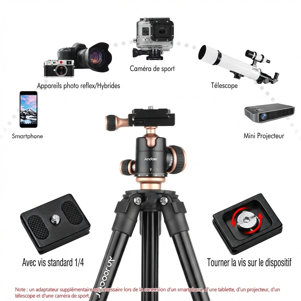 Trépied Photo Professionnel, Rotule Panoramique