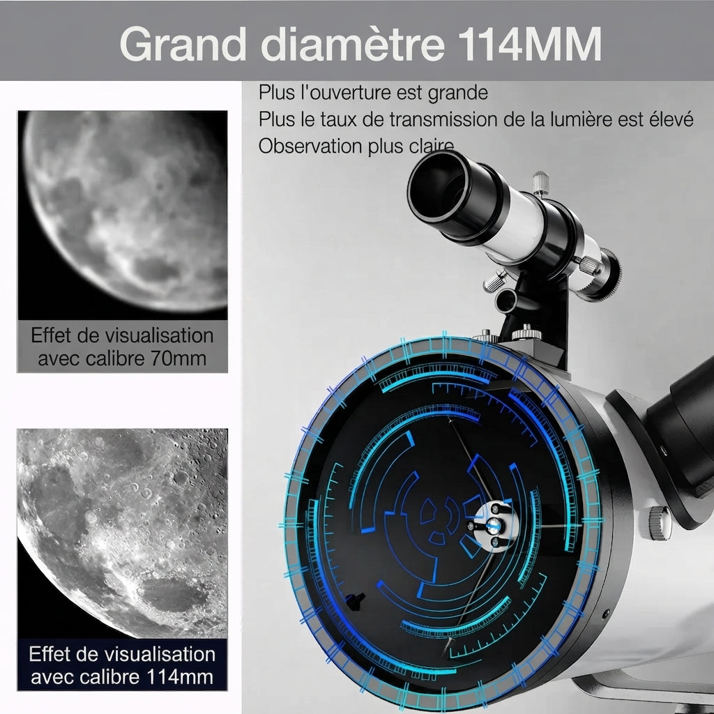 Télescope Astronomique 35-875x, Grand Diamètre 114mm