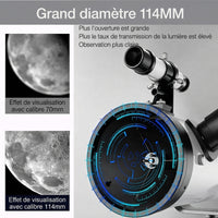 Télescope Astronomique 35-875x, Grand Diamètre 114mm