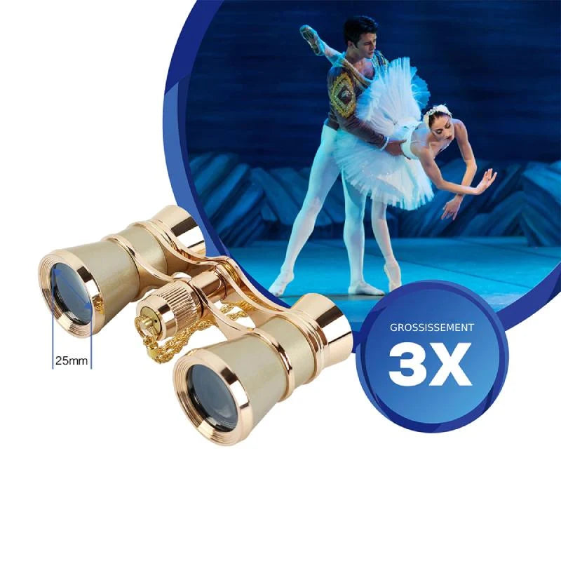 Jumelles de Théâtre Rétro, Corps Métal & Chaîne